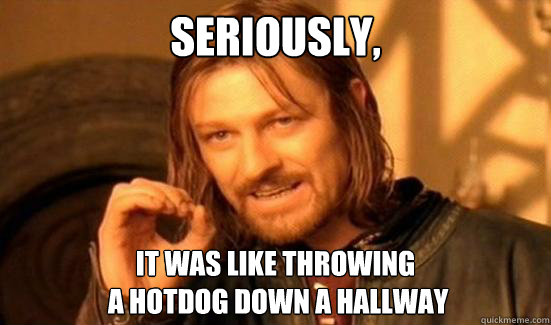 Image result for hotdog down a hallway meme