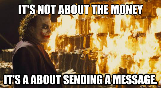 Image result for lighting money on fire joker