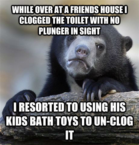 WHILE OVER AT A FRIENDS HOUSE I CLOGGED THE TOILET WITH NO ...